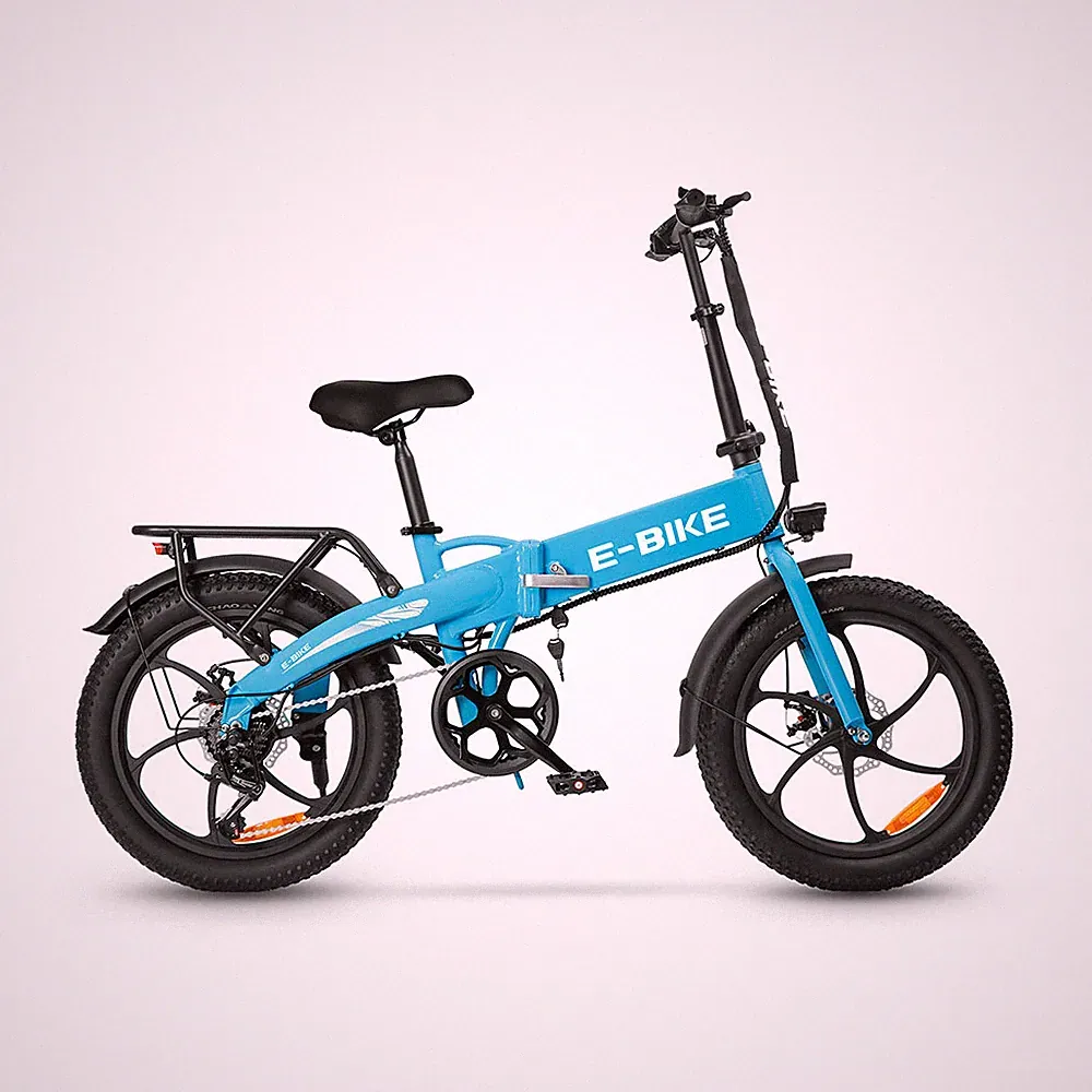 Axiniu Blue Bike for Adults 20" Bicycle Electric 850W Folding Commuter Fat Tire