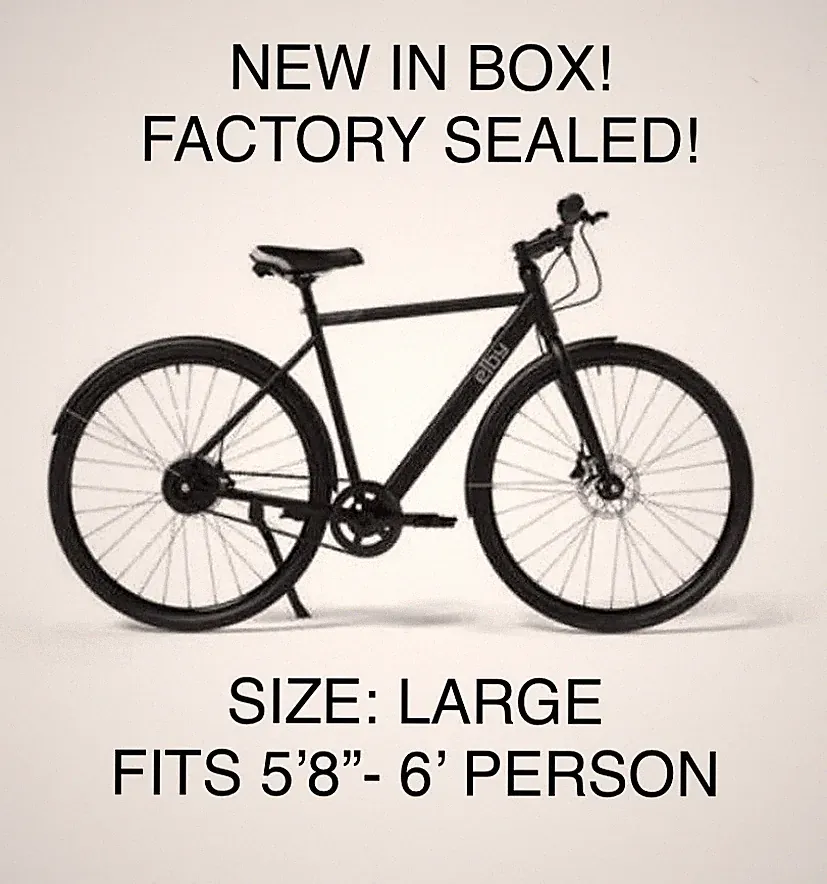 ELBY URBAN CRIT LARGE PEDAL ASSIST ELECTRIC BIKE / BICYCLE - BLACK - NEW IN BOX!