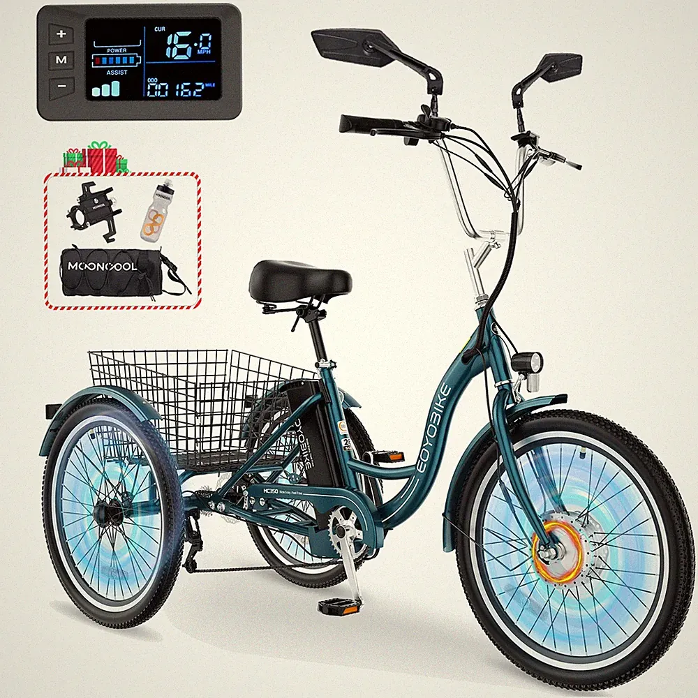 EOYOBIKE Triker Electric Bike, 350W Peak 700W Motor Trike Ebike Up to 40 Miles