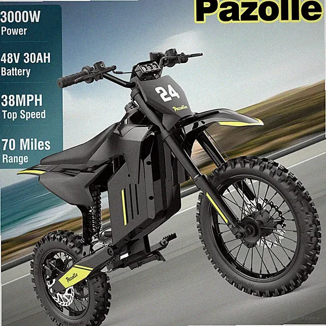 Pazolle Electric Bike 48V 30Ah 3000W Electric Dirt Bike E-Adventure Bike Adults