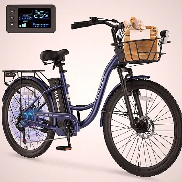 SLSY Electric Bike for Adult Women 24 26Inch Step Through City Cruiser Ebikes