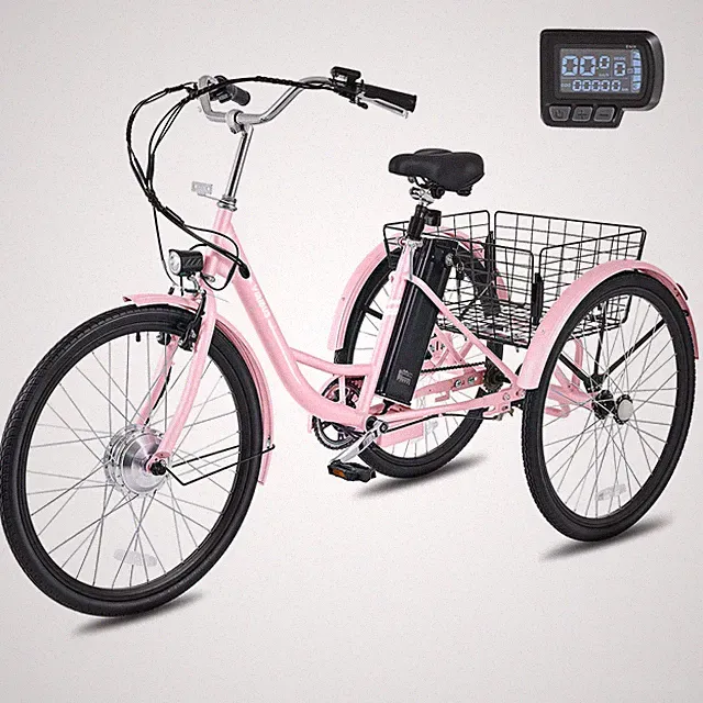 VIRIBUS Upgraded 24"/26" Adult Electric Tricycle Trike 36V UL Battery 48miles